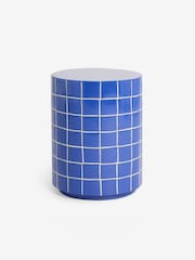 MADE.COM Blue White Check Logan Indoor/Outdoor Side Table - Image 5 of 5