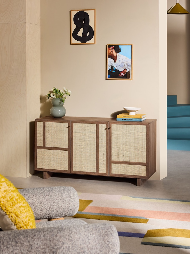 MADE.COM Dark Oak Effect Pavia Accent Rattan Large Sideboard - Image 1 of 5