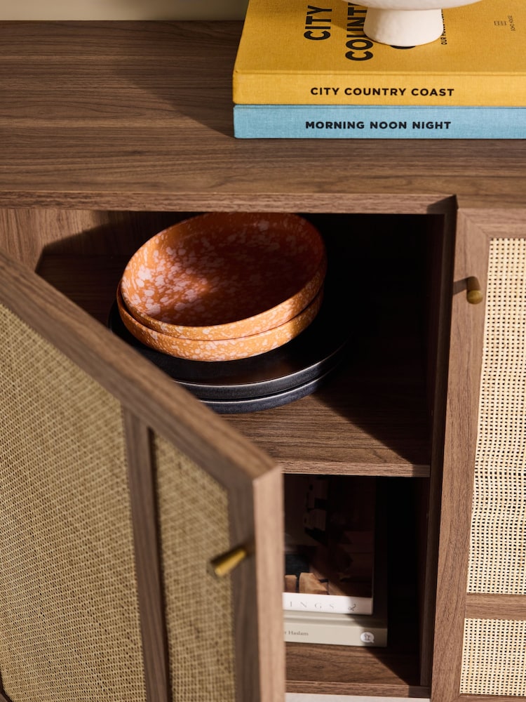 MADE.COM Dark Oak Effect Pavia Accent Rattan Large Sideboard - Image 2 of 5