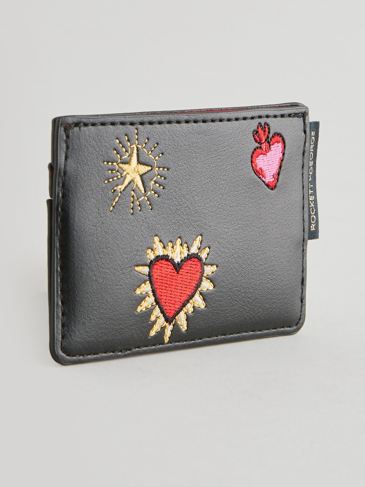 Rockett St George Black Pu Embroidered Cardholder - Image 2 of 6