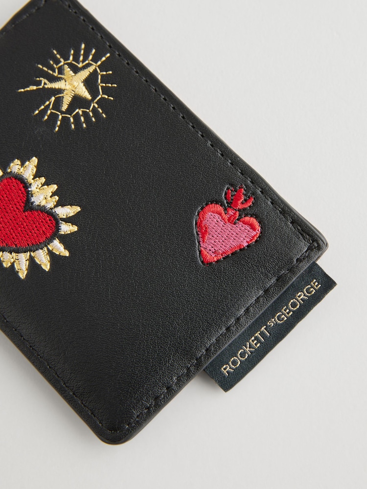Rockett St George Black Pu Embroidered Cardholder - Image 6 of 6
