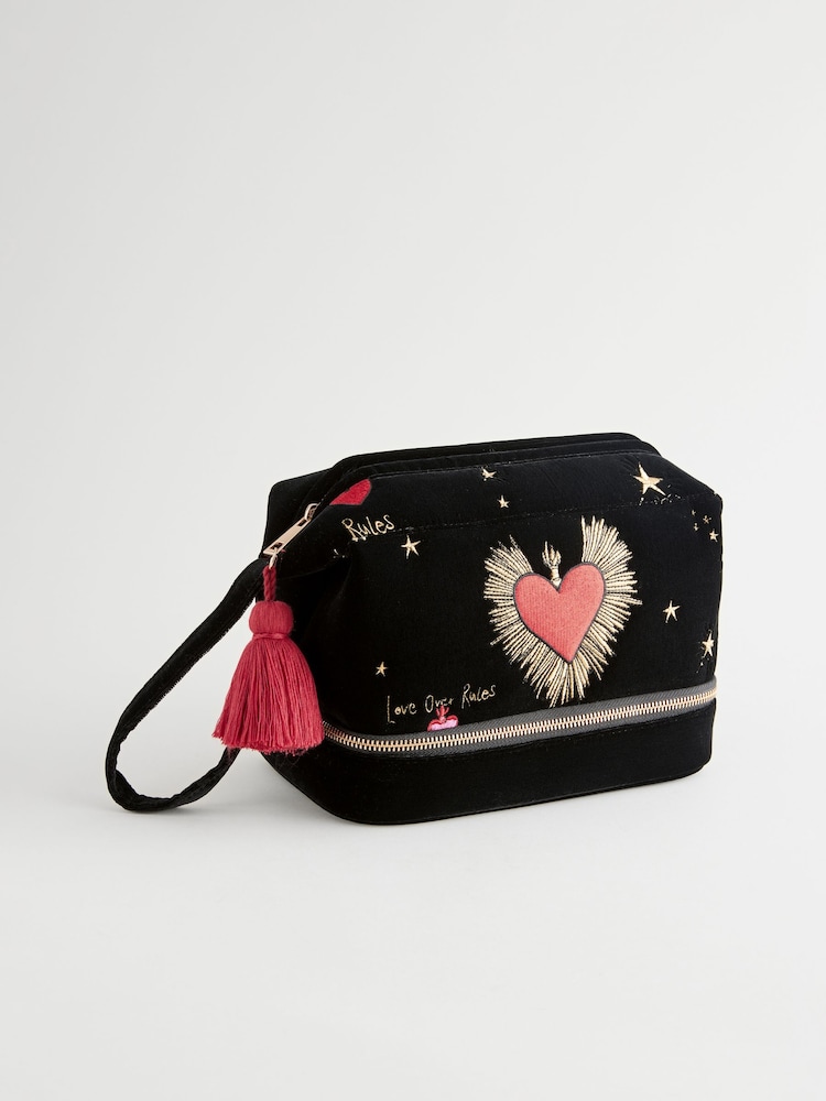 Buy Rockett St George Black Velvet Washbag from the Next UK online - Main Image