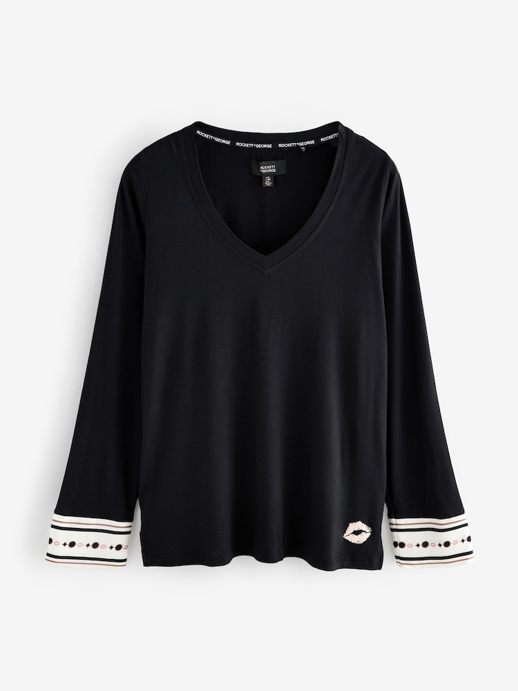 Rockett St George Black/White Lips Pyjamas Set - Image 10 of 13