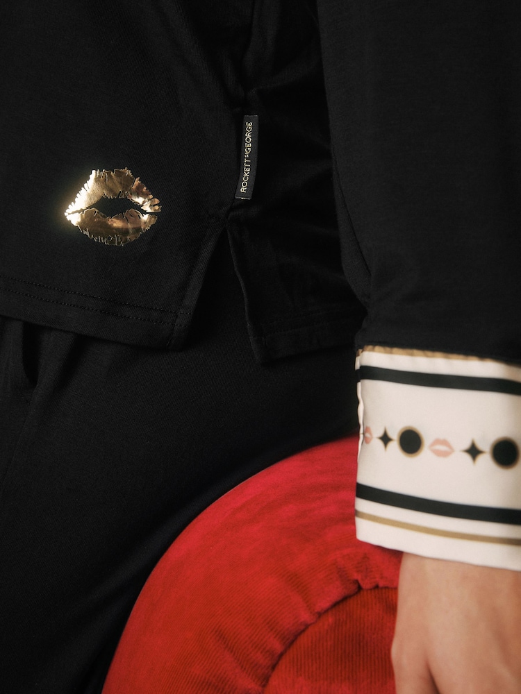 Rockett St George Black/White Lips Pyjamas Set - Image 5 of 13