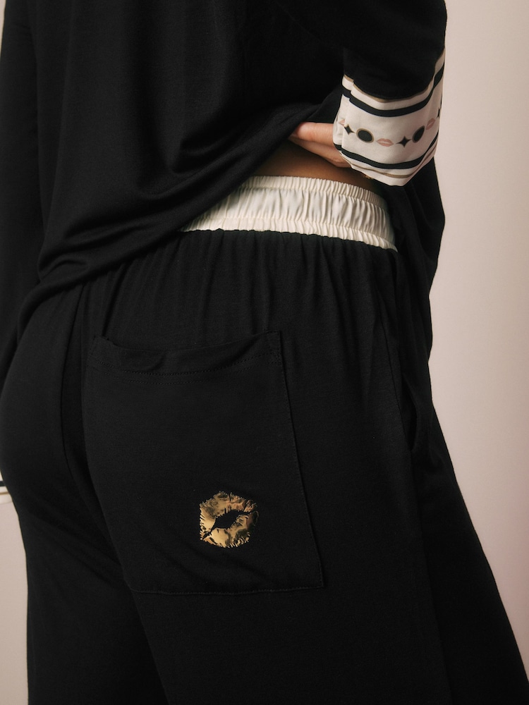 Rockett St George Black/White Lips Pyjamas Set - Image 7 of 13