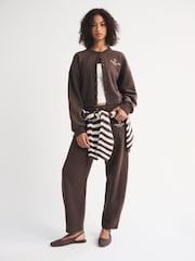 Abercrombie & Fitch Brown Script Logo Jersey Button Through Cardigan - Image 2 of 6