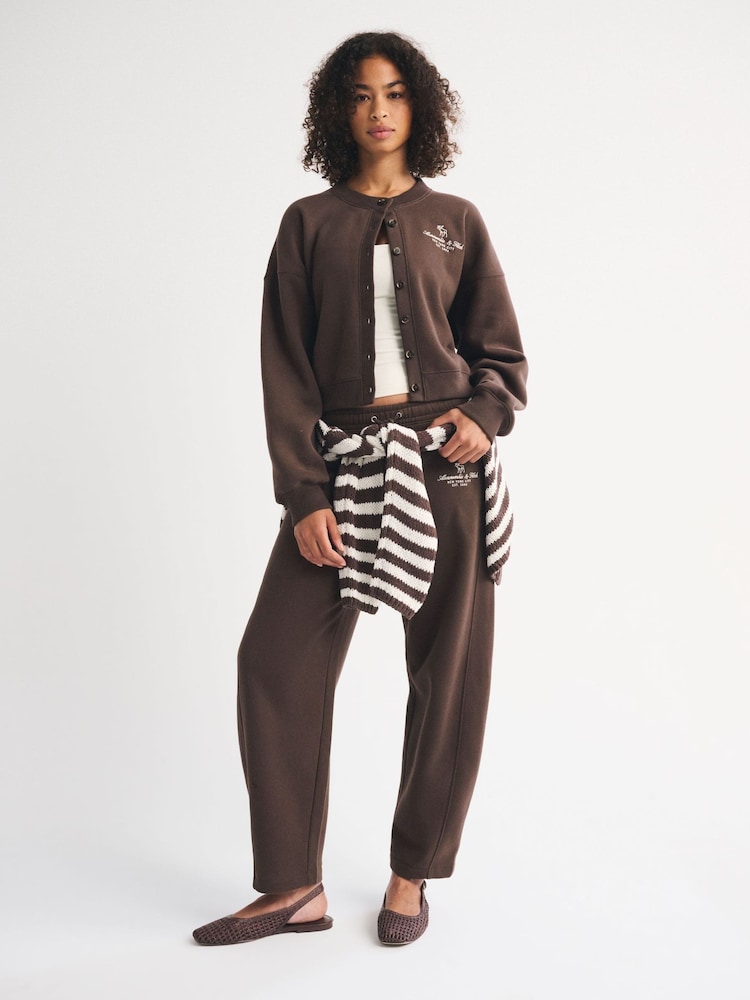 Abercrombie & Fitch Brown Script Logo Jersey Button Through Cardigan - Image 2 of 6
