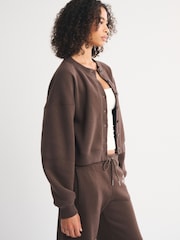 Abercrombie & Fitch Brown Script Logo Jersey Button Through Cardigan - Image 4 of 6
