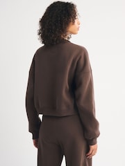 Abercrombie & Fitch Brown Script Logo Jersey Button Through Cardigan - Image 5 of 6
