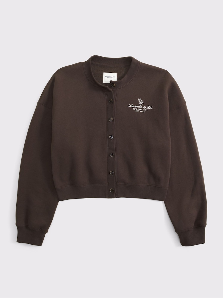 Abercrombie & Fitch Brown Script Logo Jersey Button Through Cardigan - Image 6 of 6