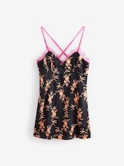 Rockett St George Black/Pink Satin Floral Slip Dress - Image 7 of 9