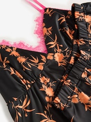 Rockett St George Black Satin Orange Floral Cami Pyjamas - Image 10 of 10