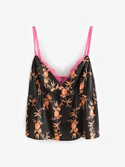 Rockett St George Black Satin Orange Floral Cami Pyjamas - Image 7 of 10