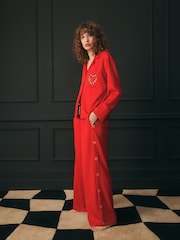 Rockett St George Red Hammered Satin Heart Pyjamas - Image 1 of 8