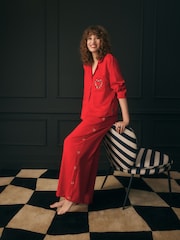 Rockett St George Red Hammered Satin Heart Pyjamas - Image 2 of 8