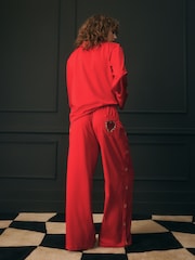 Rockett St George Red Hammered Satin Heart Pyjamas - Image 3 of 8