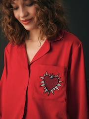 Rockett St George Red Hammered Satin Heart Pyjamas - Image 4 of 8