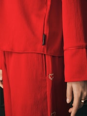 Rockett St George Red Hammered Satin Heart Pyjamas - Image 7 of 8
