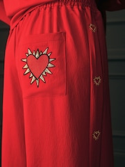 Rockett St George Red Hammered Satin Heart Pyjamas - Image 8 of 8