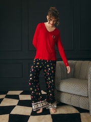 Rockett St George Black/Red Long Sleeve Hearts Pyjamas Set - Image 2 of 11