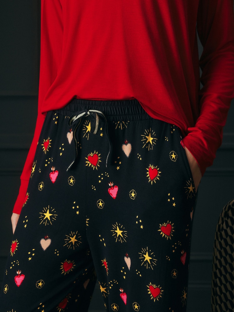 Rockett St George Black/Red Long Sleeve Hearts Pyjamas Set - Image 4 of 11