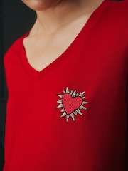 Rockett St George Black/Red Long Sleeve Hearts Pyjamas Set - Image 5 of 11