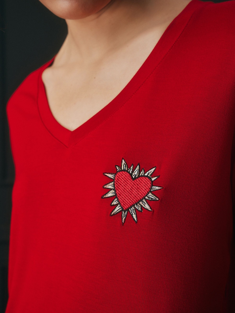 Rockett St George Black/Red Long Sleeve Hearts Pyjamas Set - Image 5 of 11