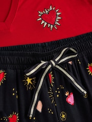 Rockett St George Black/Red Long Sleeve Hearts Pyjamas Set - Image 6 of 11