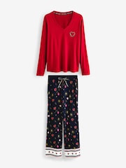 Rockett St George Black/Red Long Sleeve Hearts Pyjamas Set - Image 8 of 11