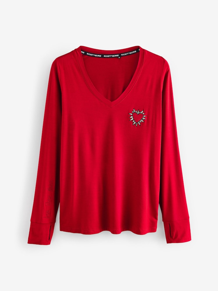 Rockett St George Black/Red Long Sleeve Hearts Pyjamas Set - Image 9 of 11