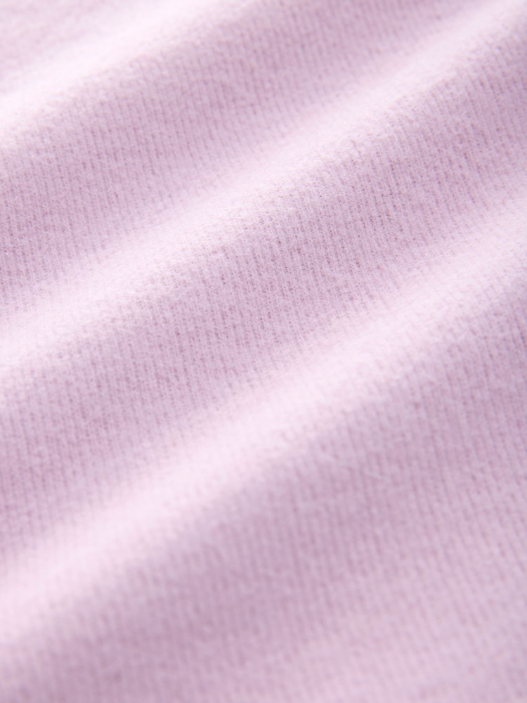 Mauve Purple Pink Cosy Soft Touch Rib Button Neck Henley Jumper Top - Image 3 of 3