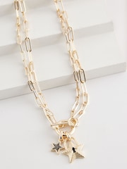 Rockett St George Gold Tone Lock and Key Star Necklace - Image 4 of 6