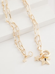 Rockett St George Gold Tone Lock and Key Star Necklace - Image 5 of 6