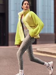 Lime Green Woven Mix Teddy Borg Fleece Popper Front Jacket - Image 2 of 5