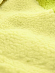 Lime Green Woven Mix Teddy Borg Fleece Popper Front Jacket - Image 5 of 5