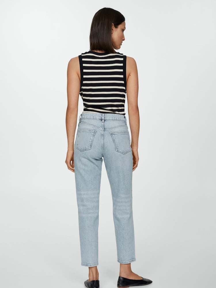 Mango Blue Mom Fit High Waist Jeans - Image 2 of 7