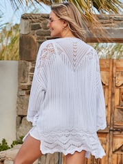 Sosandar White Crochet Detail Beach Kimono - Image 5 of 5