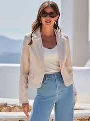 Sosandar Cream Boucle Raw Edge Jacket - Image 3 of 5