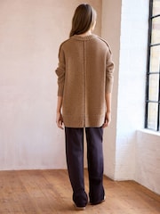 Camel Premium Seam Detail Fine Knitted Jumper - Image 4 of 8