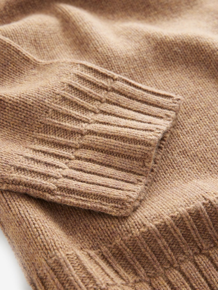Camel Premium Seam Detail Fine Knitted Jumper - Image 8 of 8