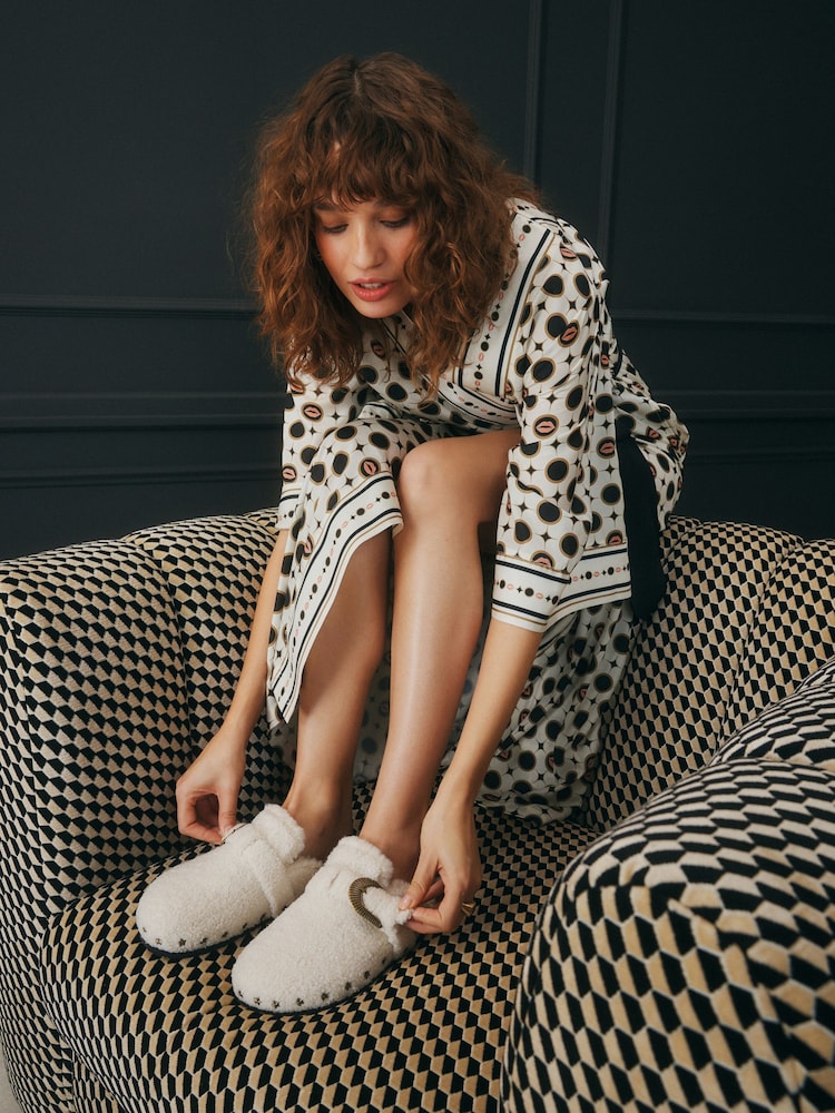 Rockett St George Cream Borg Mule Slippers - Image 2 of 8