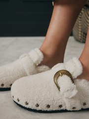 Rockett St George Cream Borg Mule Slippers - Image 3 of 8
