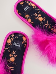Rockett St George Pink Faux Fur Slippers - Image 3 of 5