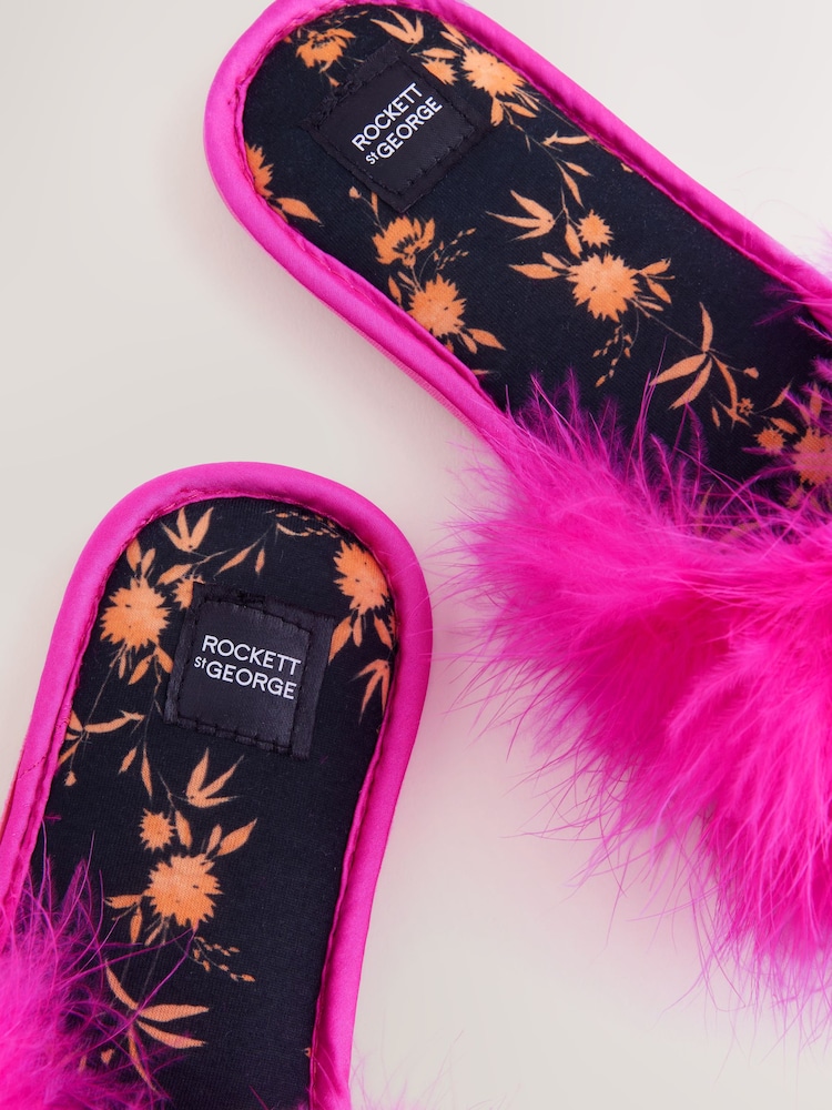 Rockett St George Pink Faux Fur Slippers - Image 3 of 5