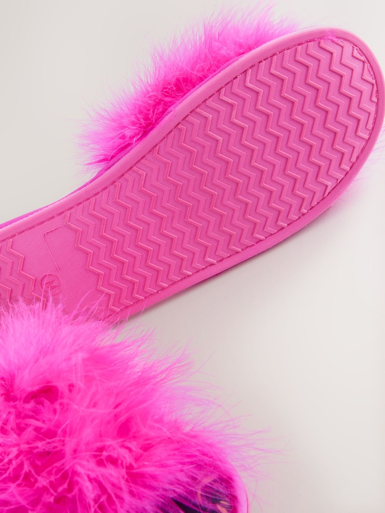 Rockett St George Pink Faux Fur Slippers - Image 4 of 5