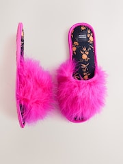 Rockett St George Pink Faux Fur Slippers - Image 5 of 5