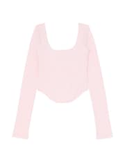 Victoria's Secret PINK Pink Tulip Long Sleeve Cotton Corset Top - Image 3 of 3