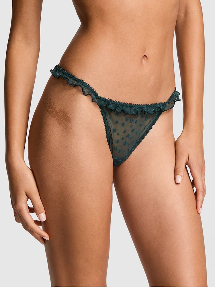 Victoria's Secret PINK Deep Forest Green G String Star Chaser Lace Knickers - Image 1 of 3 Victoria's Secret PINK Deep Forest Green G String Star Chaser Lace Knickers - Image 1 of 3