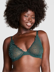 Victoria's Secret PINK Deep Forest Green Plunge Star Chaser Lace Unlined Bra - Image 1 of 3
