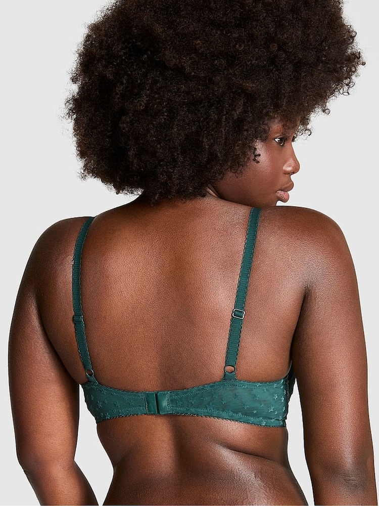 Victoria's Secret PINK Deep Forest Green Plunge Star Chaser Lace Unlined Bra - Image 2 of 3
